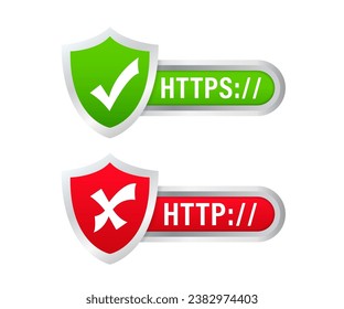 Http vs Https protocols. Understanding the Importance of Secure Web Connections.  Safety internet technology, data secure. 3d security safe icon. Vector illustration