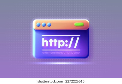 Http window web page, browser global link, online user bar. Vector illustration