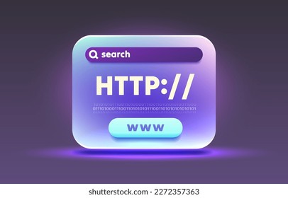 Http window web page, browser global link, online user bar. Vector illustration