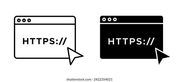 Https browser icon vector set. Https protocol connection symbol