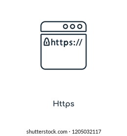 Https concept line icon. Linear Https concept outline symbol design. This simple element illustration can be used for web and mobile UI/UX.