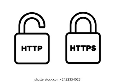 Https http secure icon vector set. Http https protocol connection symbol