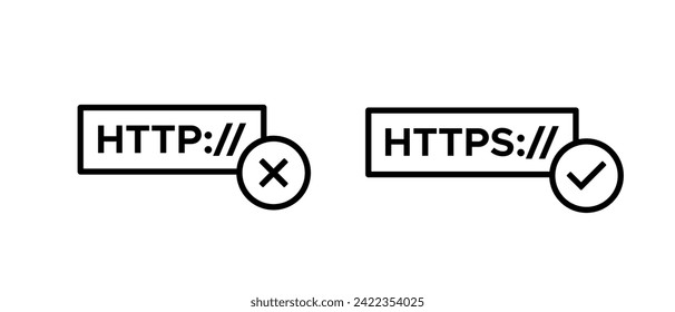 Https icon vector set. Http https protocol connection symbol