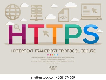 HTTPS mean ( Hypertext Transport Protocol Secure) Computer and Internet acronyms ,letters and icons ,Vector illustration.
