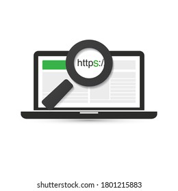 HTTPS Protocol - Safe and Secure Browsing on Mobile Computer - Vector Concept