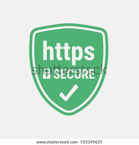 HTTPS Protocol. Safe and Secure Web sites on the Internet. SSL certificate for the site. Advantage TLS. Closed padlock on a green shield. Material Design icon. Vector illustration.