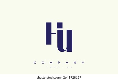 HU Abstract Geometric Logo Design. Modern and elegant logo design with simplistic typography elements, showcasing branding excellence.
