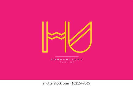 HU abstract initials monogram letter text alphabet logo design