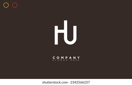 Letras alfabéticas de HU Iniciales Logotipo Monograma UH, H y U
