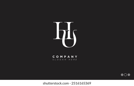 Letras del alfabeto de HU Iniciales Logotipo del monograma UH, H y U