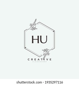 HU Beauty vector initial logo art, handwriting logo of initial signature, wedding, fashion, jewerly, boutique, floral and botanical with creative template for any company or business.