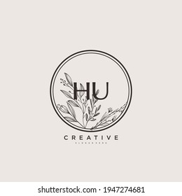 HU Beauty vector initial logo art, handwriting logo of initial signature, wedding, fashion, jewerly, boutique, floral and botanical with creative template for any company or business.