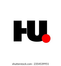 HU brand name letters on square shape.