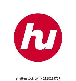 HU company name initial letters typography monogram. red HU icon.