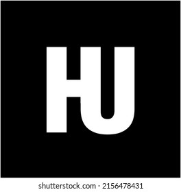 HU company name initial letters monogram. HU black and white icon.