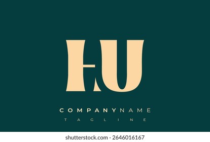 HU Creative Abstract Typography Logo Design (Design de logotipo de tipografia abstrata criativa). Logotipo elegante que combina tipografia arrojada e formas criativas, ideal para soluções de marca e identidade.