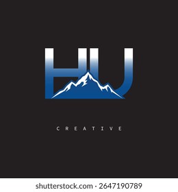 HU Creative Mountain Logo Bold Gradient Letter mark Branding Design for Business Outdoor Brands
