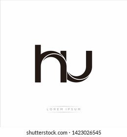 hu h u Initial Letter Split Lowercase Modern Monogram linked outline rounded logo