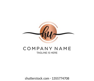 HU handwriting initial  logo vector
