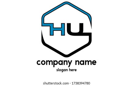 HU Initial based minimal and flat  Logo icon illustration.