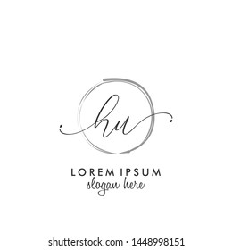 HU Initial beauty monogram logo vector