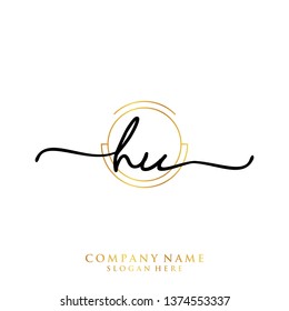 HU Initial handwriting logo template