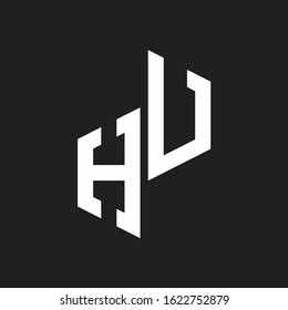 HU Initial Letters logo monogram with up to down style