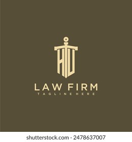 HU initial monogram for lawfirm logo with sword style image