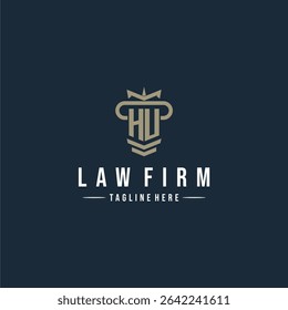 HU initial monogram logo law firm with pillar design