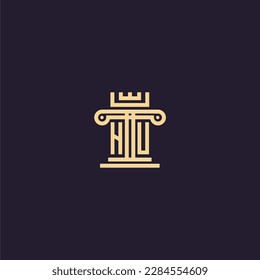 HU initial monogram logo for lawfirm with pillar  crown image design