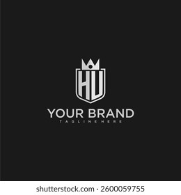 HU initial monogram shield and crown vector image