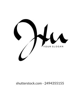 Hu Initial signature logo vector design