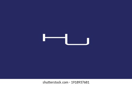 HU Letter Logo Design with blue background