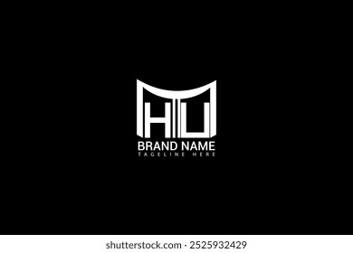 HU letter logo design on black background. HU creative initials letter logo concept. HU unique design