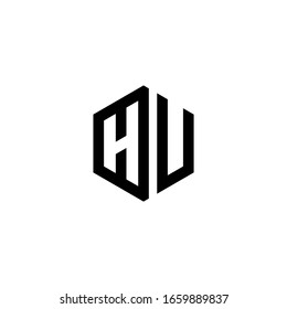 HU Letter Logo Design polygon Monogram Icon Vector Template