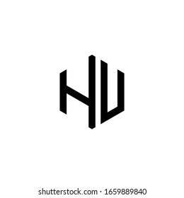 Letra HU Diseño de logotipo Polígono Monograma Plantilla de vector de icono de monograma