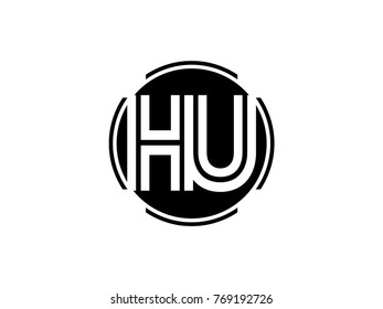 HU letter logo round black