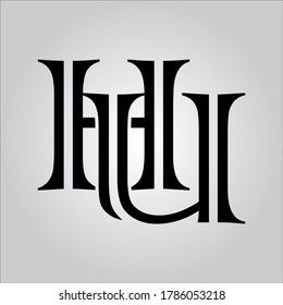 HU letter logo with white background.The nice black letter logo.
