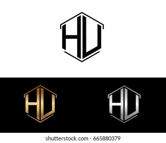 HU letters linked with hexagon shape logo
