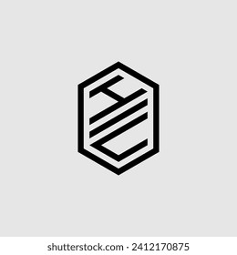 HU line geometric monogram with high quality professional design that will print well