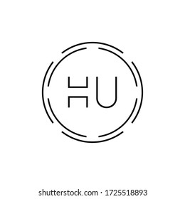 HU Logo Design Vector Template. Initial Circle Letter HU Vector Illustration