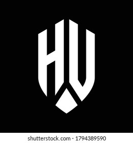 hu logo monogram with emblem shield style design template