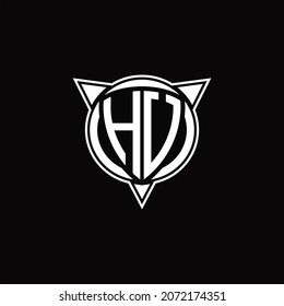 HU-Logo-Monogramm einzeln auf Kreisform und drei Pfeildesign-Vorlage