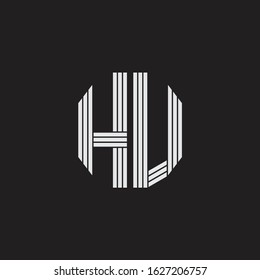 HU Logo monogram with outline style linked isolated on black background