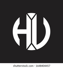 HU Logo monogram with piece circle ribbon style
