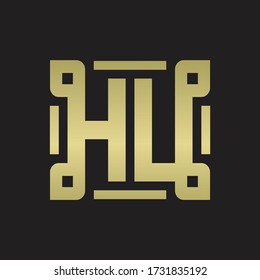 HU Logo monogram with piece line art design template