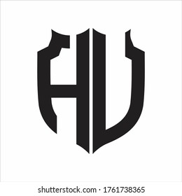 HU Logo Shield style Monogram design template on white background