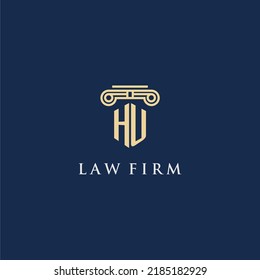HU monogram initial logo for lawfirm with pillar design