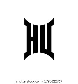 HU-Monogramm-Logo mit geschwungener Seitendesign-Vorlage