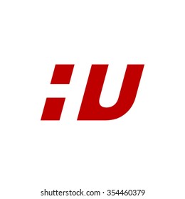 HU negative space letter logo red